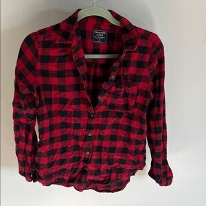Abercrombie & Fitch Flannel  Red and Black Plaid Button Down Shirt